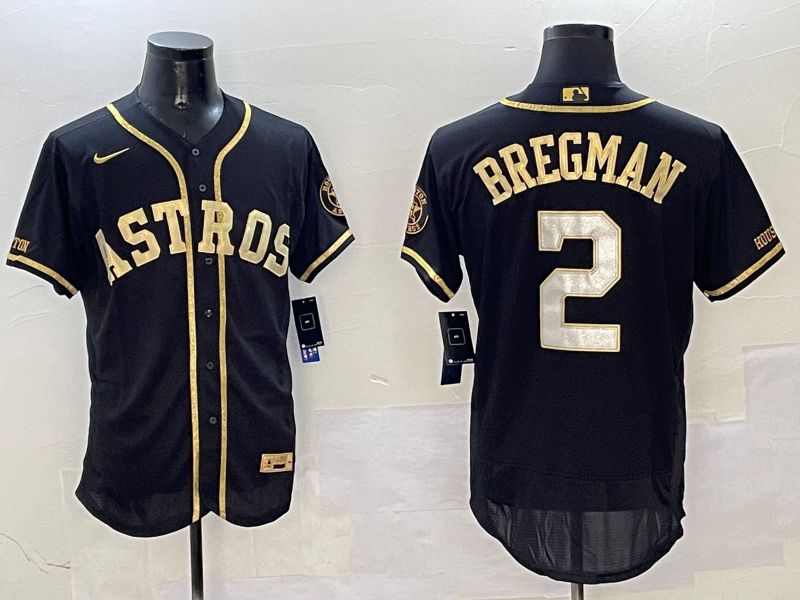 Men Houston Astros #2 Bregman Black Gold Elite 2025 Nike MLB Jersey style 2